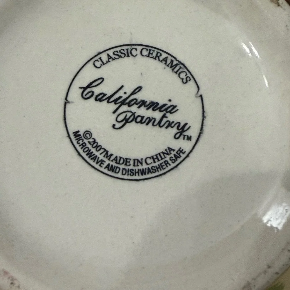 Classic Ceramics Calif. Pantry Dbl Handle Rooster Deco Soup Bowl 2 Hand Painted